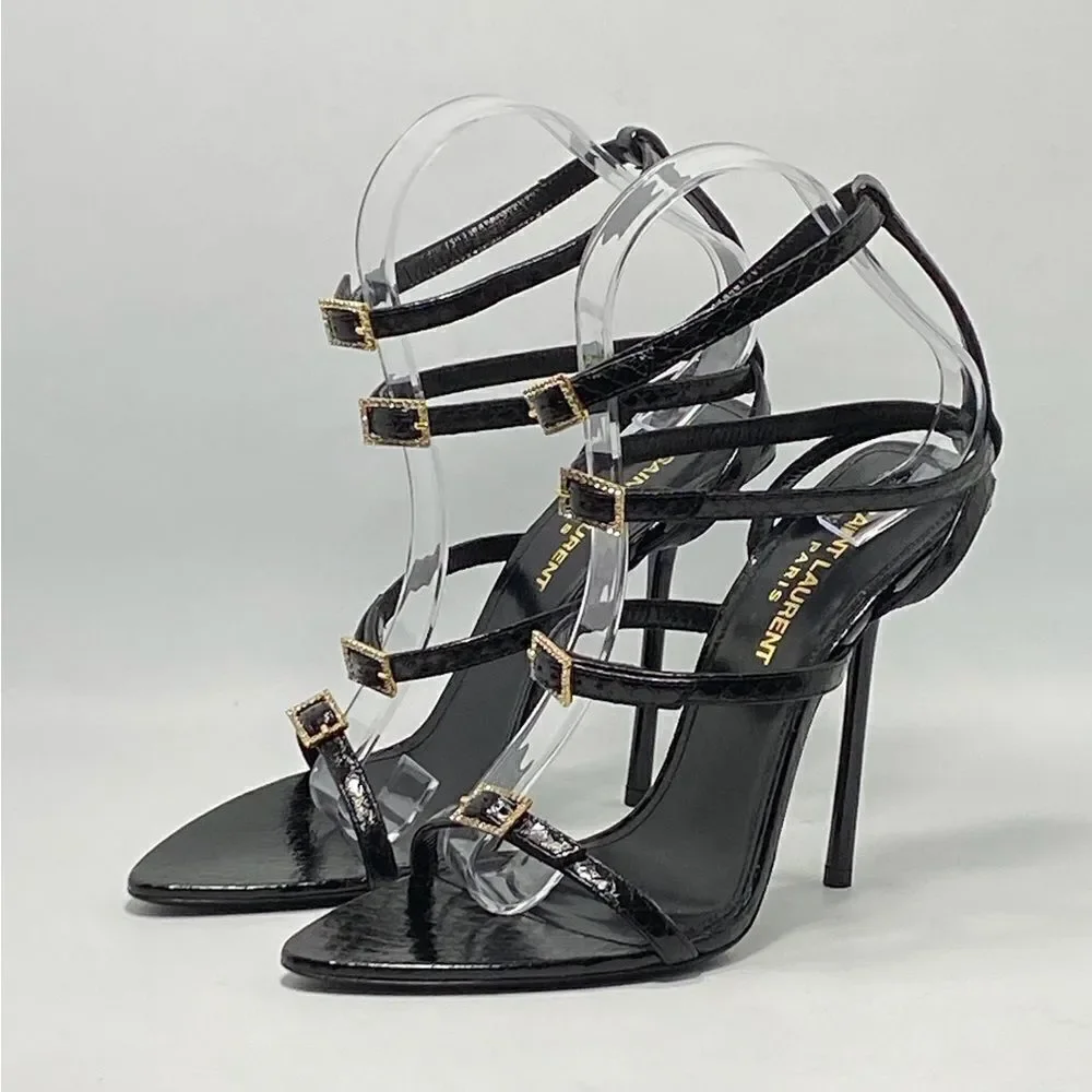 Saint Laurent Nuit Sandals In Lacquered Ayers size 37